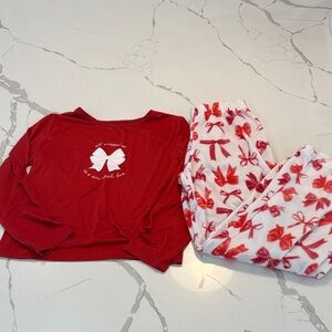 Cat & Jack Red and White Bow Pajama Set